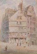 A Street Corner Scene with Figures by James Baynes